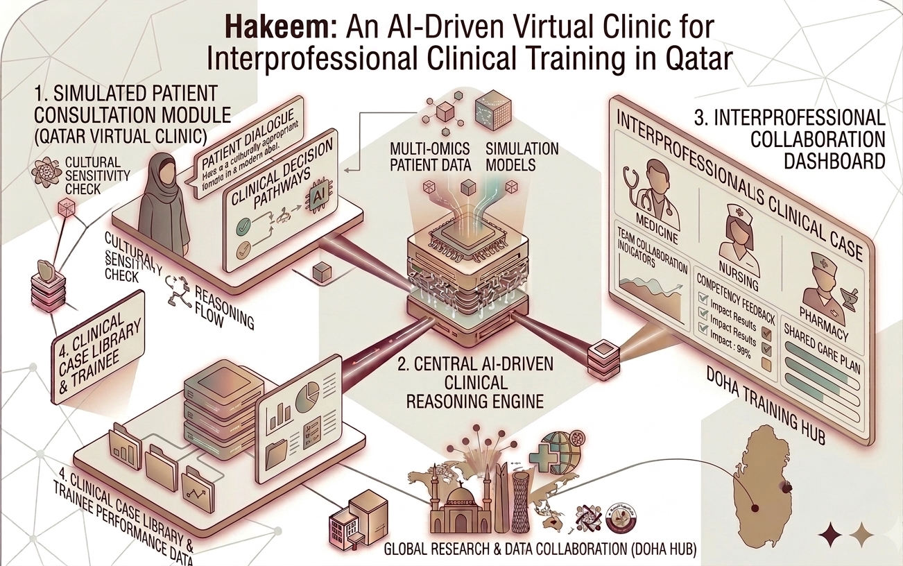 Hakeem: An AI-Driven Virtual Clinic for Interprofessional Clinical Training in Qatar